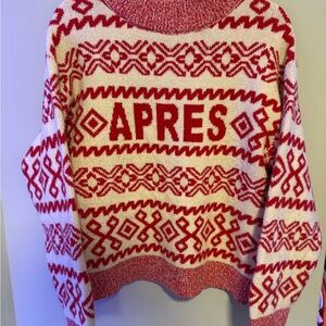 a new day Red and Cream Patterned Turtleneck Sweater